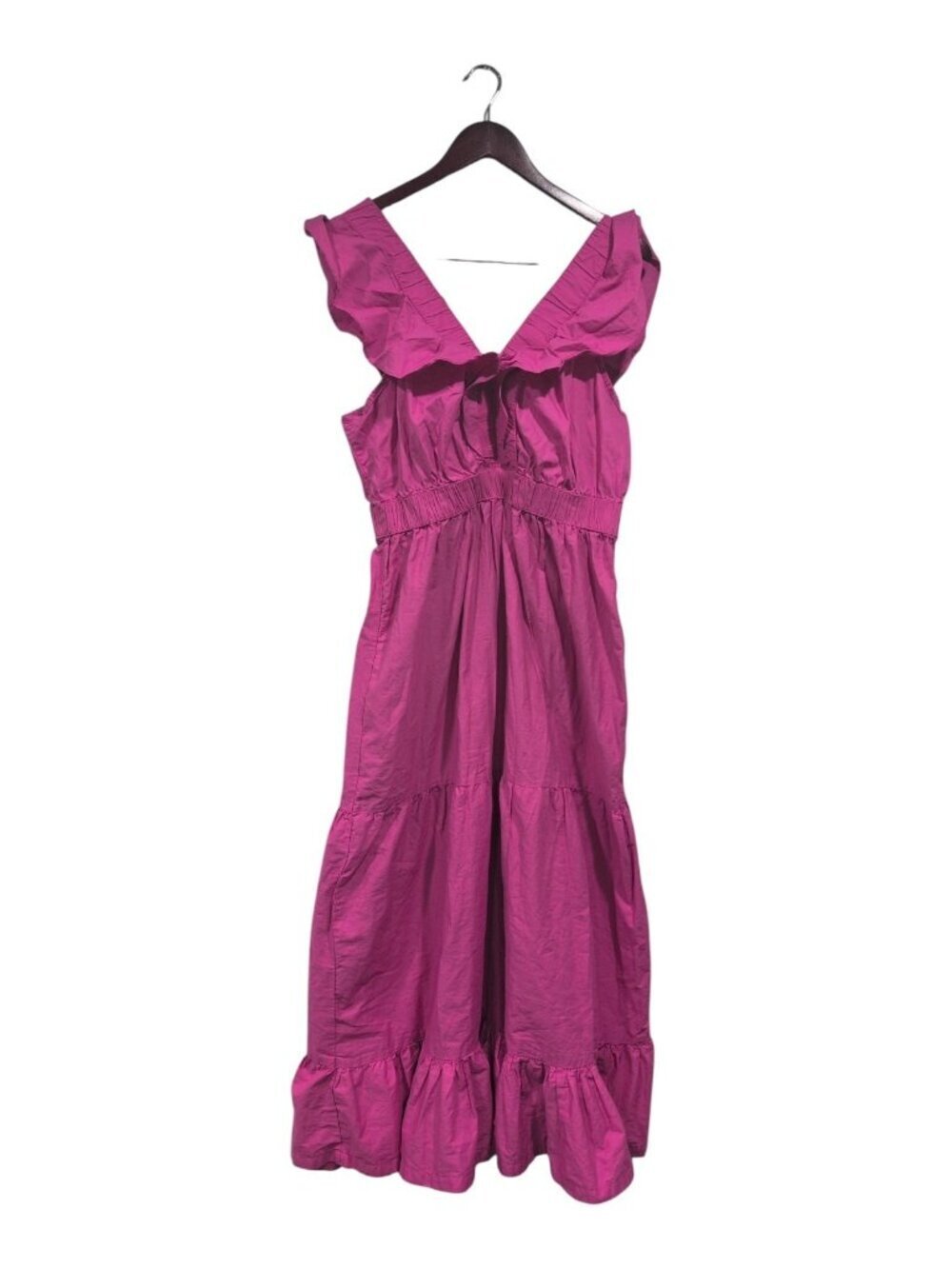 Japna Ruffle Tiered Maxi Dress Boho Cottage Prairie Flutter Sleeve Pink Sz XL